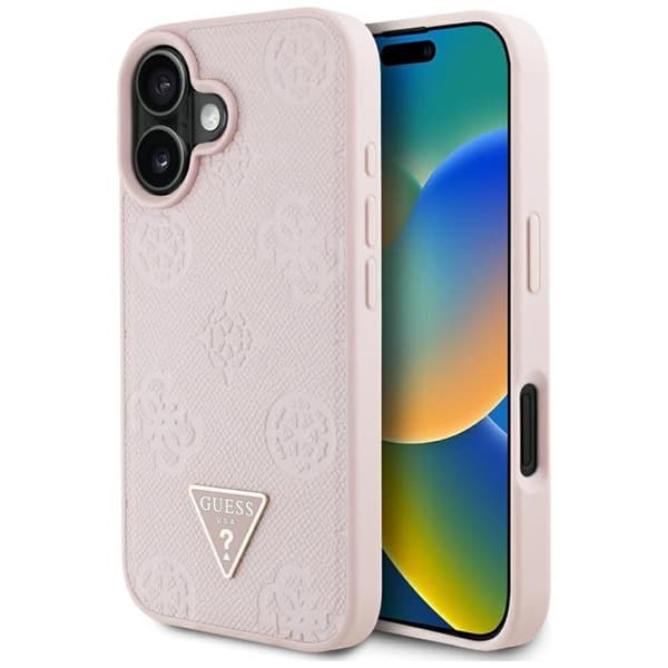 Guess telefontaske til iPhone 16 MagSafe Hot Stamp Peony Triangle Rosa