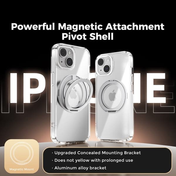 ABEEL Q-LUCK Mobilskal till iPhone 13 Med Rotera Kickstand Silver