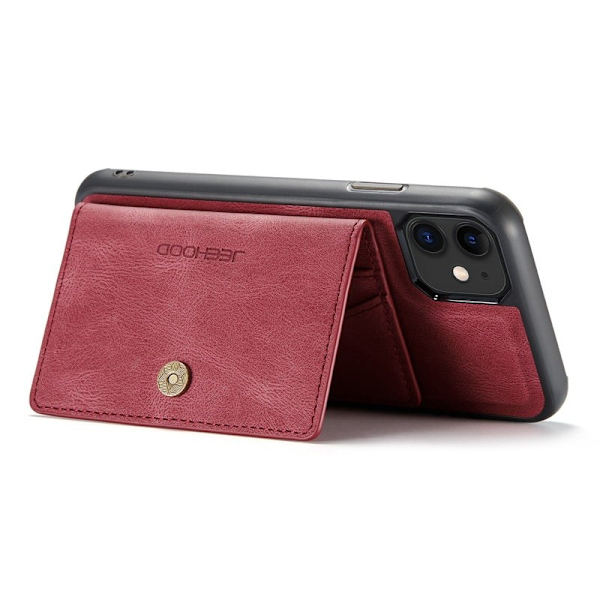 JEEHOOD iPhone 11 Plånboksfodral med avtagbar Röd