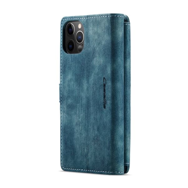 CASEME Konstläder Plånboksfodral för iPhone 12/12 Pro med rem - Grön