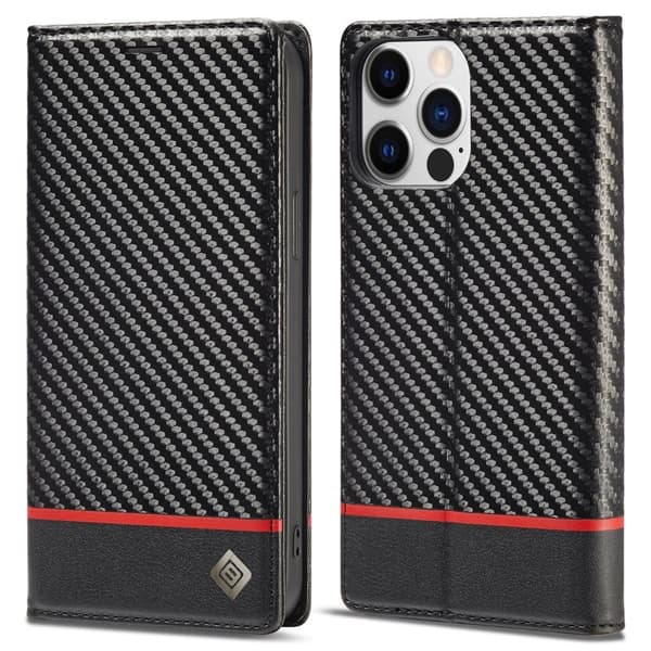 LC.IMEEKE iPhone 15 Pro Max Plånboksfodral Konstläder - Horisontell Rand