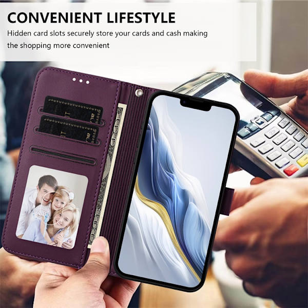 iPhone Air Plånboksfodral Läder med Handledsrem Lila