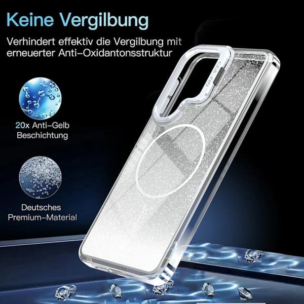 Mobilskal för Samsung Galaxy S26 Plus Magnetiskt Glitter Shockproof TPU - Vit