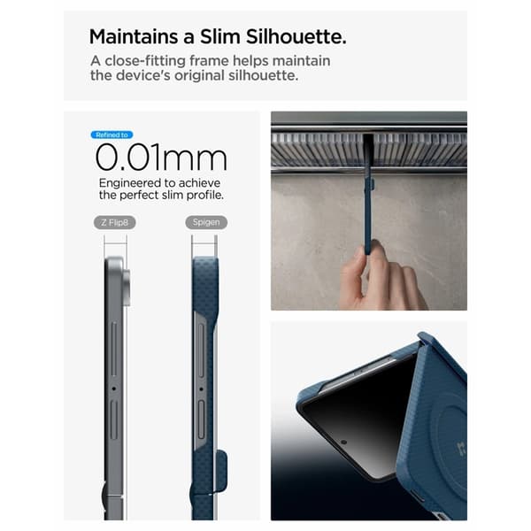 Spigen Mobilskal För Galaxy Z Flip 8 MagSafe Airskin Aramid - Navy