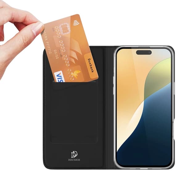 DUX DUCIS Skin Pro iPhone 16 Plus Plånboksfodral PU Läder - Svart Blå