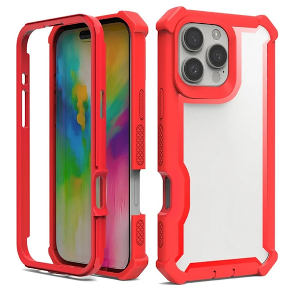 Mobilskal till iPhone 16 Pro Max TPU + PC Shockproof - Röd Röd
