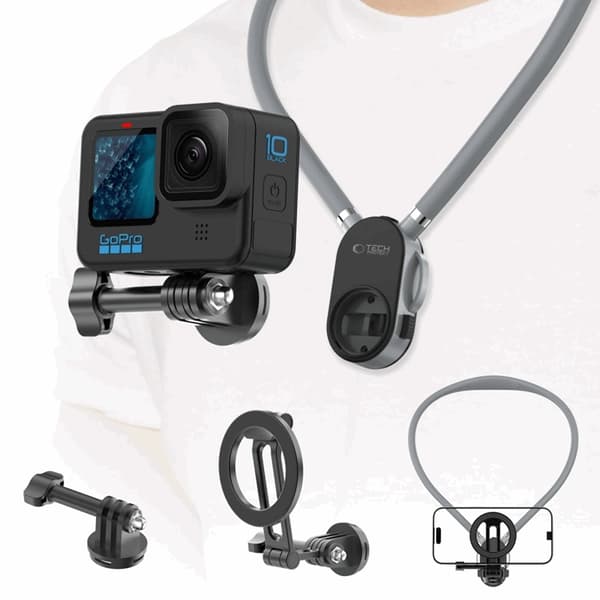 Tech-Protect Magnetisk Magsafe & GoPro & DJi Halshållare - Grå Grå