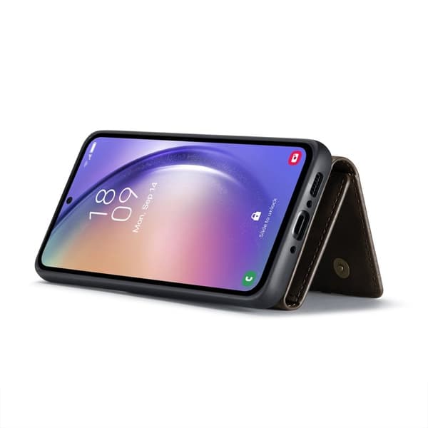 DG.MING Konstläder Plånboksfodral för Samsung Galaxy A14 5G - Brun