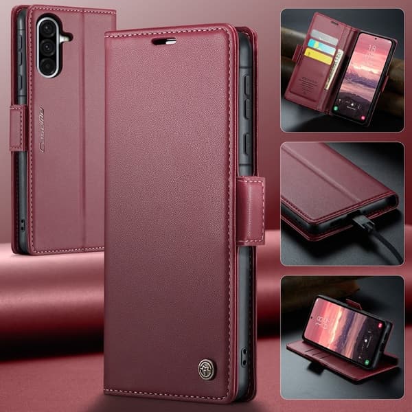 CASEME Plånboksfodral Konstläder för Samsung Galaxy A36 5G - Röd