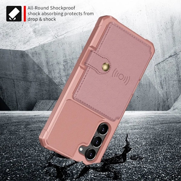 Galaxy S23 Plus Mobilskal Korthållare Kickstand - Rosa