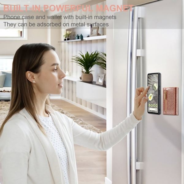 DG.MING M3 Series Konstläder Plånboksfodral för Google Pixel 7a - Roséguld