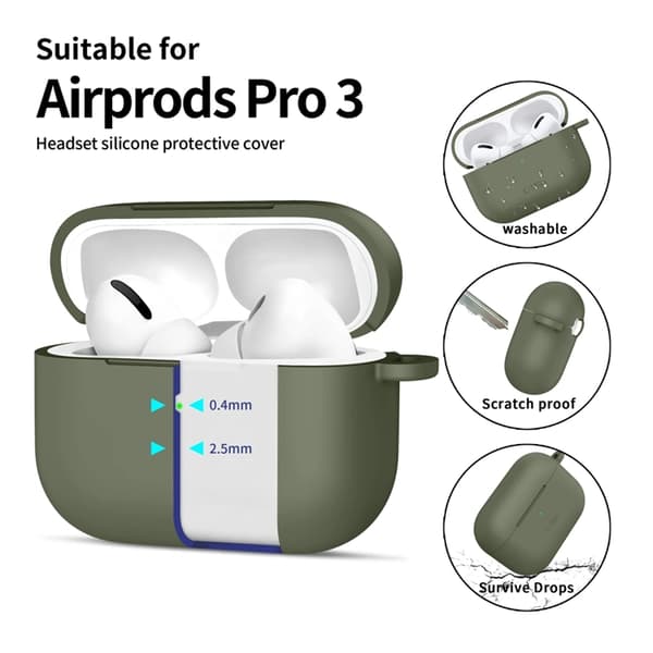 Tech-Protect Apple Airpods Pro 3 Etui Silikone Krog - Olivengrøn Grön