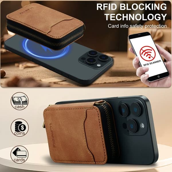 LC.IMEEKE L6 Plånboksfodral i Konstläder - RFID Skydd - Brun Brun