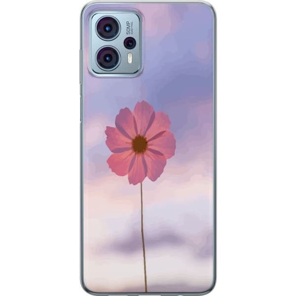 Mobiletui til Motorola Moto G23 med Lyserød Blomst