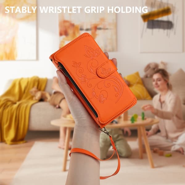 iPhone Air Plånboksfodral Butterfly Floral Imprint - Orange Orange