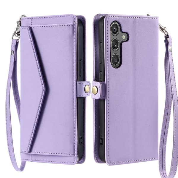 Samsung Galaxy S26 Plånboksfodral Konstläder Med Handrem Ställ - Lila