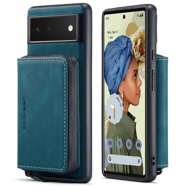 JEEHOOD Google Pixel 7 5G Konstläder Plånboksfodral med Ställning Blå