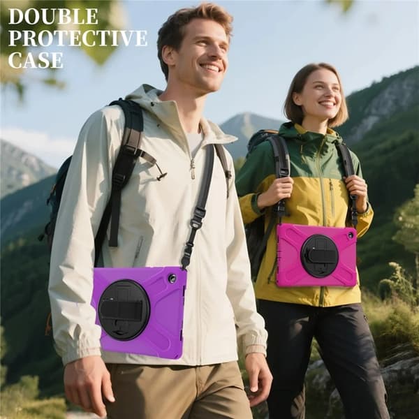 Mobilskal till Galaxy Tab A11 Plus Kickstand Silikon Axelrem Rosa