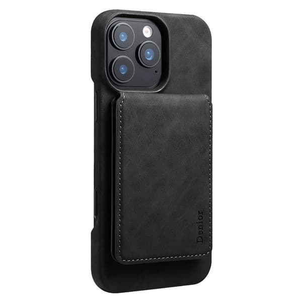 DENIOR D28 Mobilskal till iPhone 16 Pro Max Äkta Läder Svart