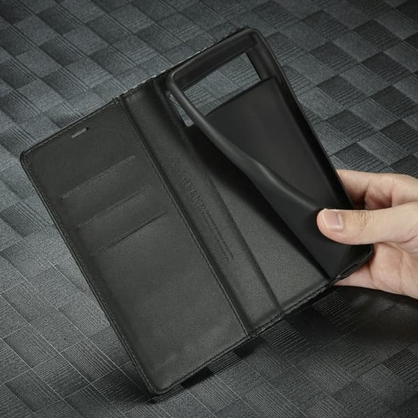 LC.IMEEKE Google Pixel 6a Plånboksfodral Konstläder - Carbon Fiber - Vit