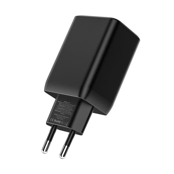 Tech-Protect 3-Port Vægoplader 65W - Sort Svart