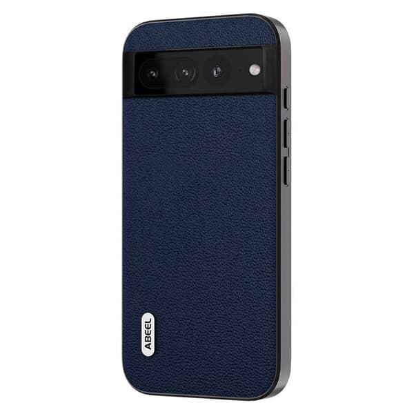 ABEEL Mobilskal till Google Pixel 8 Pro Äkta Läder Blå Genuine Leather