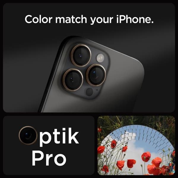 Spigen [2-Pack] iPhone 16 Pro Max/16 Pro Linsskydd Härdat glas EZ FIT Brun