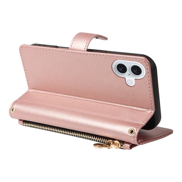 iPhone 17 Plånboksfodral Rhombus Läder - Roséguld Roséguld