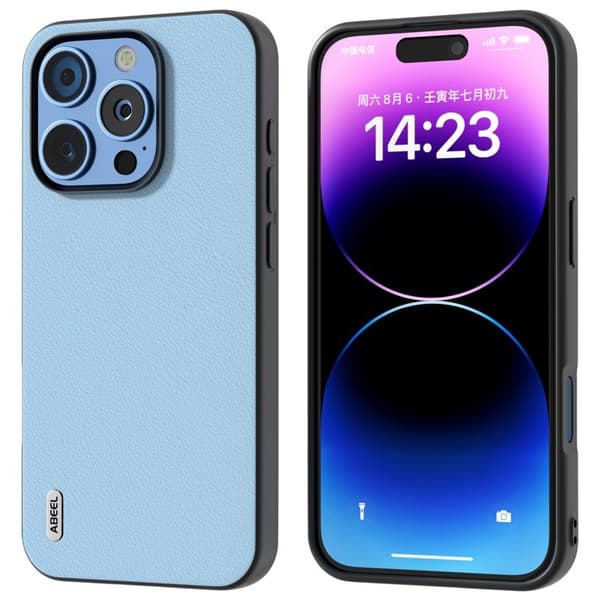 ABEEL Mobilskal till iPhone 16 Pro Max Äkta Läder Anti-Scratch Blå