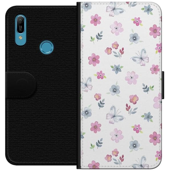 Pungcover til Huawei Y6 (2019) med Blomster og sommerfugle