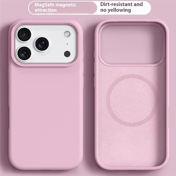 Mobilskal till iPhone 17 Pro MagSafe Liquid Silikon+PC - Rosa Rosa
