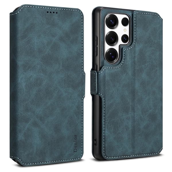 DENIOR B06 Samsung Galaxy S25 Ultra Plånboksfodral Konstläder + TPU Blå