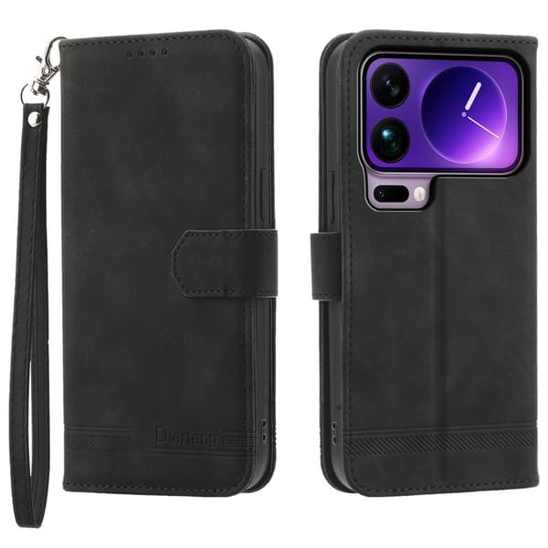 DIERFENG DF-03 Plånboksfodral för Xiaomi 17 Pro Max Konstläder - Svart