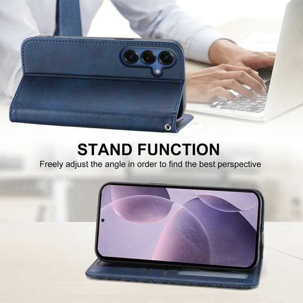 Plånboksfodral för Samsung Galaxy S26 Plus Konstläder med handledsrem - Blå