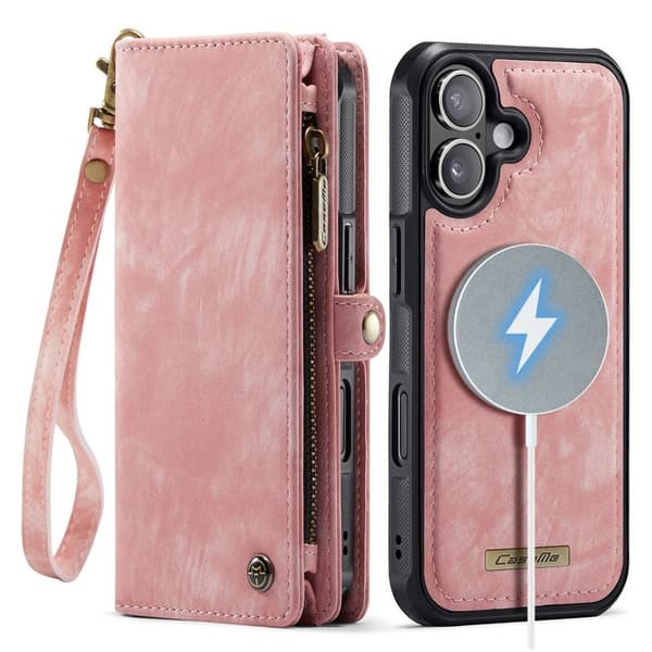 CASEME 008 iPhone 17 Plånboksfodral i Konstläder med - Rosa