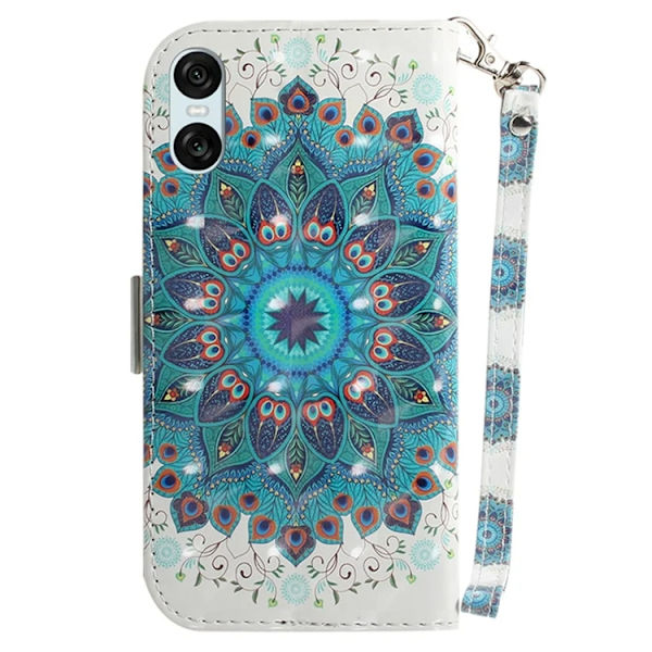 Sony Xperia 10 VI Konstläder Plånboksfodral 3D Pattern - Peacock Blå