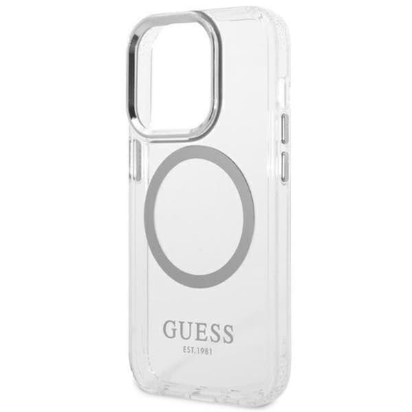 GUESS iPhone 14 Pro Max Skal Magsafe Metal Outline - Silver Silver