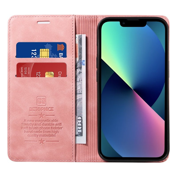 BETOPNICE 003 iPhone 13 mini Plånboksfodral Konstläder - Rosa