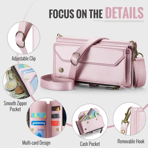 CASEME Plånboksfodral Konstläder för iPhone 12/12 Pro - Rosa