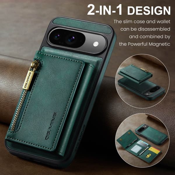 DG.MING M5 Series Mobilskal till Google Pixel 9 Pro Magnetiskt Konstläder Grön