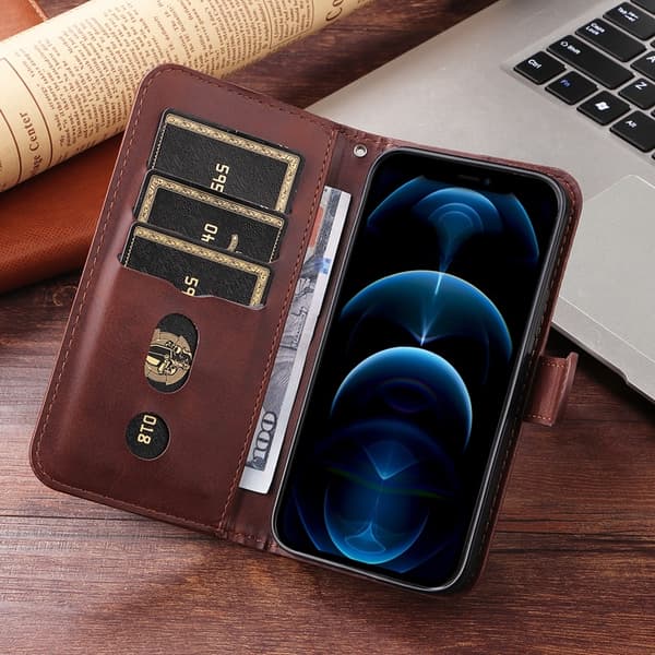 OnePlus 15 5G Plånboksfodral Zipper Pocket Konstläder - Brun Brun