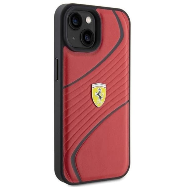 Ferrari iPhone 15 Mobilskal Twist Metal Logo - Röd