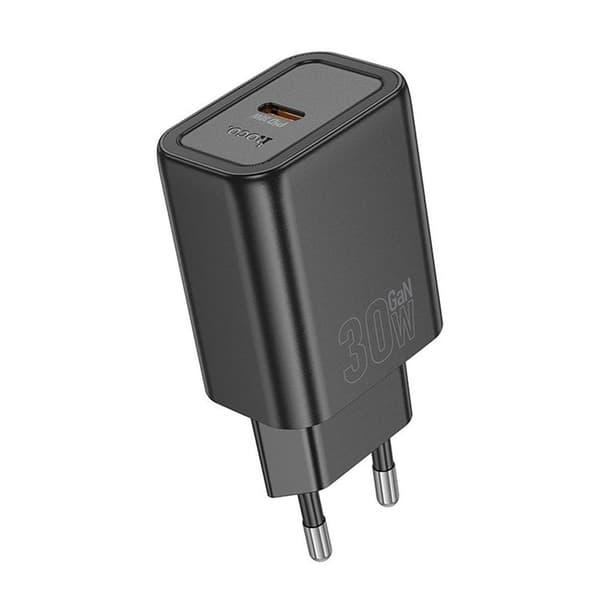 Hoco Hurtigoplader 30W USB-C GaN PD QC N62 - Sort Svart