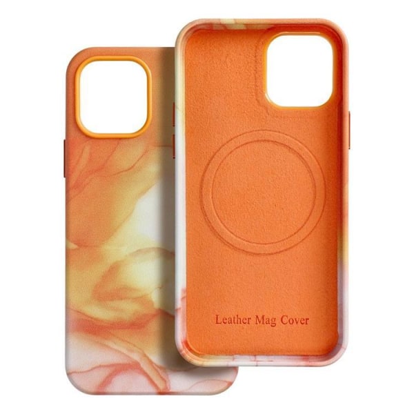 iPhone 13 Pro Max Magsafe Mobilskal Läder - Orange Splash