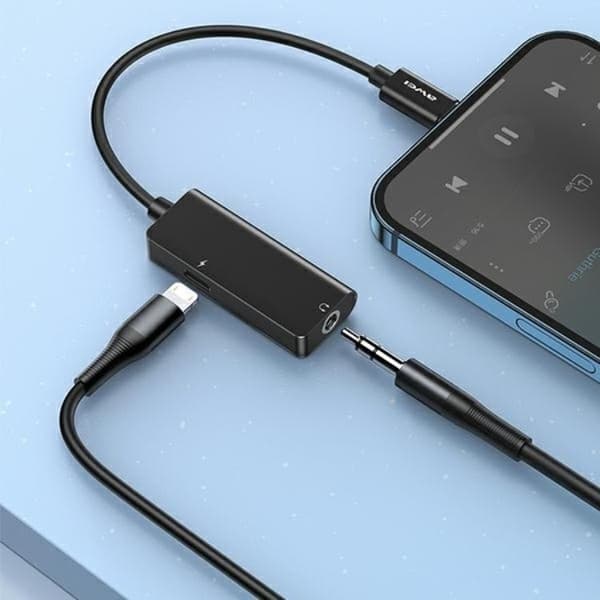 Awei Lightning Till Audio Adapter CL-121 - Svart Svart
