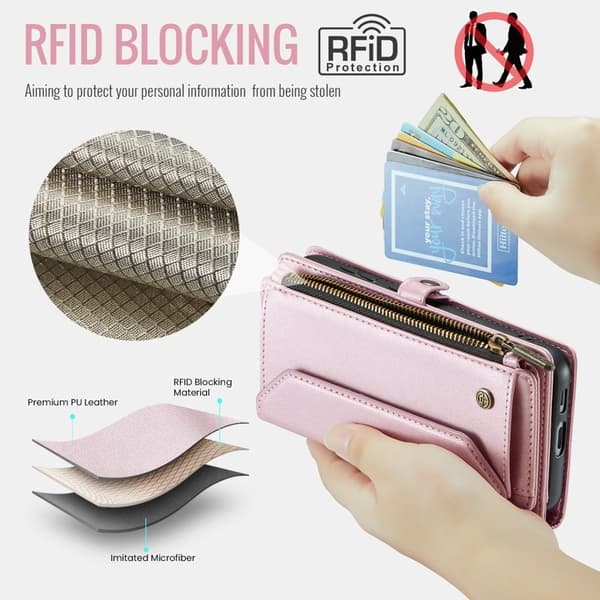 CASEME Plånboksfodral Konstläder för Samsung Galaxy S25 FE - Rosa