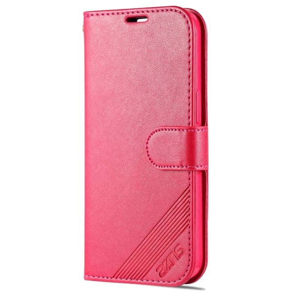AZNS iPhone 14 Plus Plånboksfodral i Konstläder - Röd