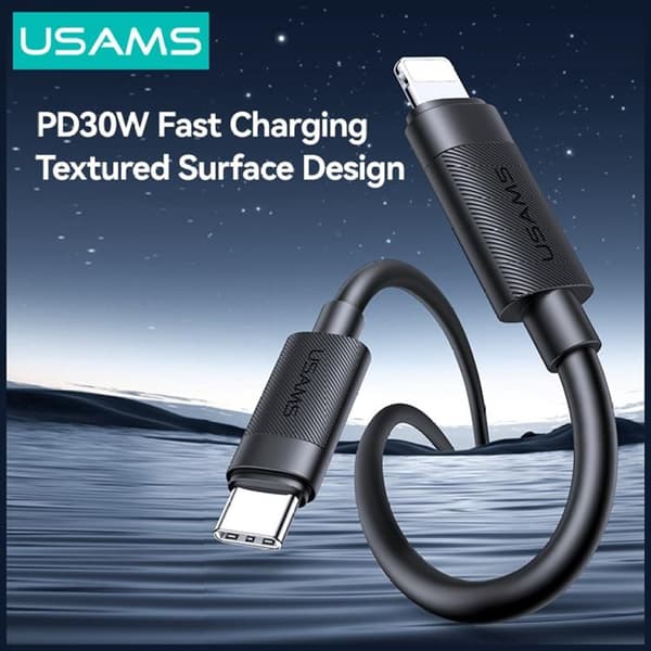 USAMS USB-C til Lightning 30W Kabel 1m U94 - Sort Svart