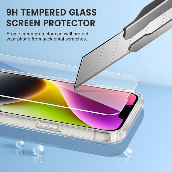 [3in1] BOOM iPhone 14 Mobilskal, Härdat Glas, Kameralinsskydd - Clear