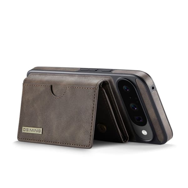 DG.MING M6 Series Konstläder Plånboksfodral för Google Pixel 10 Pro - Brun